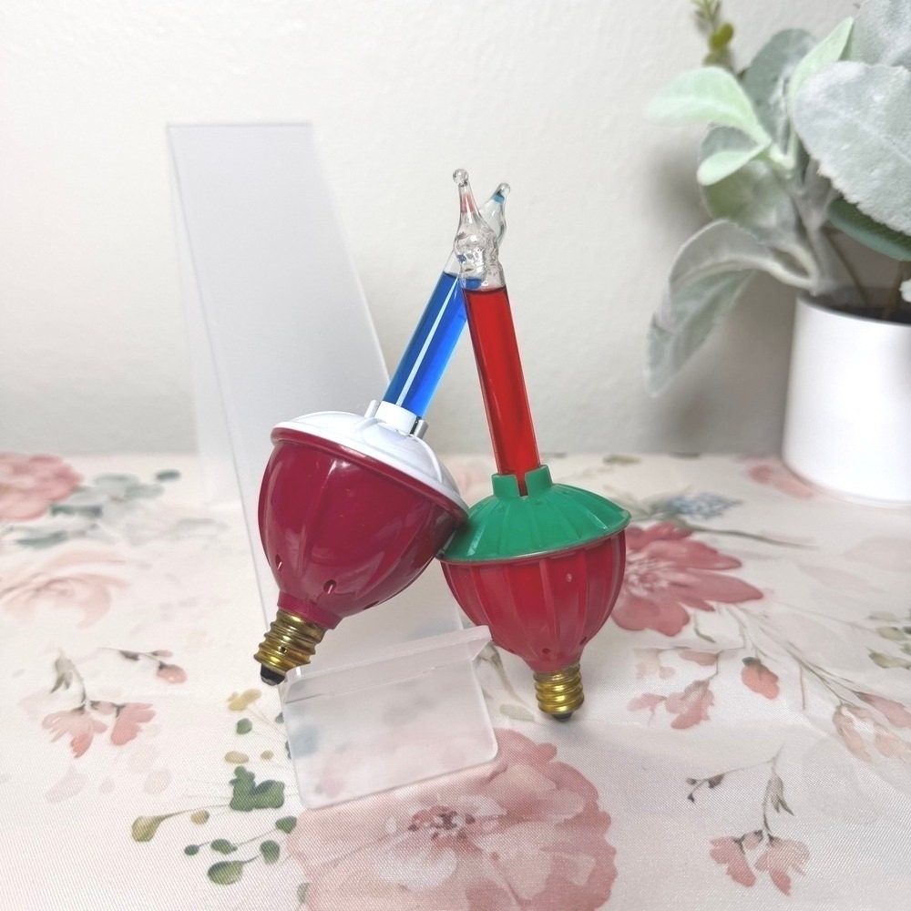 Vintage Style Christmas Bubble Light Bulbs C7 Base Red Blue Green - 2 - UNTESTED